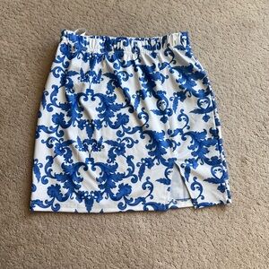Blue and White Patterned Women's Skirt